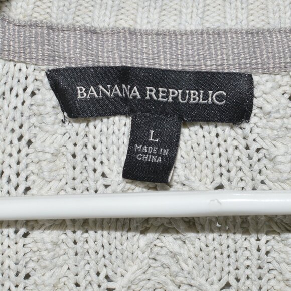 Mens Banana Republic Cream Sweater Size L (100% cotton) - Picture 3 of 4
